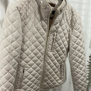 Zara fitted cream puffer jacket, Large